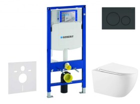 GEBERIT - Duofix Set předstěnové instalace, klozetu Gaia a sedátka softclose, tlačítko Sigma20, černá lesk/černá mat SANI11CA5137