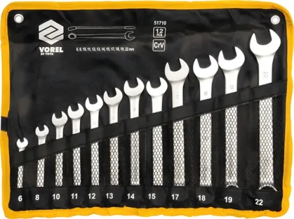 Vorel Sada klíčů očkoplochých 12 ks / Klíče / 6-22 mm / CrV (TO-51710)