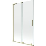 MEXEN/S - Velar L dvoukřídlá posuvná vanová zástěna 110 x 150, transparent, zlatá kartáčovaná 896-110-003-01-55