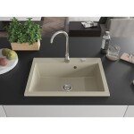MEXEN - Elix granitový dřez 1-miska 700 x 500 mm, béžový, sifon chrom 6526701005-69