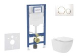 GEBERIT - Duofix Set předstěnové instalace, kompaktního klozetu Oudee Vortex a sedátka softclose, tlačítko Sigma20, bílá/pozlacená SANI11CA3165B