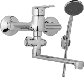 JB Sanitary Nástěnná umyvadlová a sprchová baterie FINERY, rozteč 150 mm, otočný přepínač, s příslušenstvím, ramínko 300 mm F10 37 11