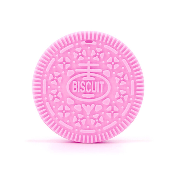 Silikonové kousátko - pastelově růžové - sušenka - ∅ 55 x 13 mm - 1 ks
