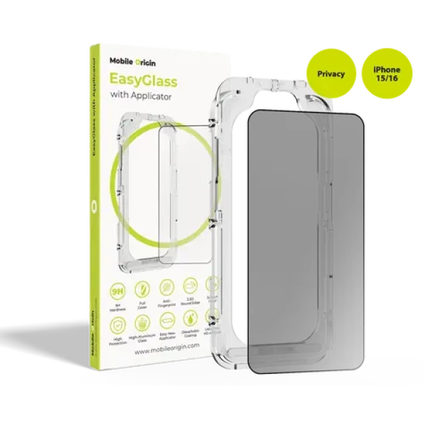Mobile Origin EasyGlass Privacy Ochranné sklo s aplikátorem pro Apple iPhone 15 16 (EGA-P-i16)