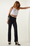 Happiness İstanbul Women's Black Tie Detailed Knitted Trousers