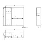 AQUALINE - ZOJA/KERAMIA FRESH STRIP galerka s LED osvětlením, 60x60x14cm, levá, dub platin 45027S