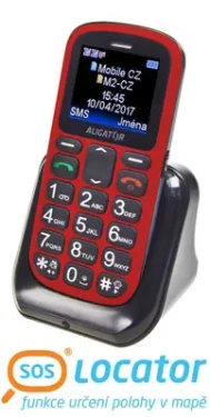 Rozbaleno - Aligator A321 Senior červeno-černá / CZ / 1.8" / Dual-SIM / microSD / rozbaleno (A321RB.rozbaleno)