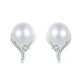 Stříbrné náušnice s bílou perlou Selena - stříbro 925/1000, Stříbrná Bílá