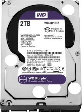 WD Purple 2TB / HDD / 3.5 SATA III / 5 400 rpm / 64MB cache / 3y (WD20PURZ)