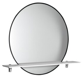 SAPHO - SHARON kulaté zrcadlo s LED podsvícením a s policí ø 80cm, černá mat ((E28904CI-01) 31255CI-01