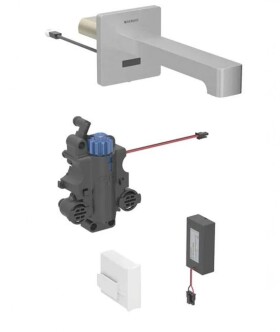 GEBERIT - Brenta Termostatická elektronická umyvadlová baterie pod omítku, bateriové napájení, easy to clean, kartáčovaná nerez 116.278.SN.1