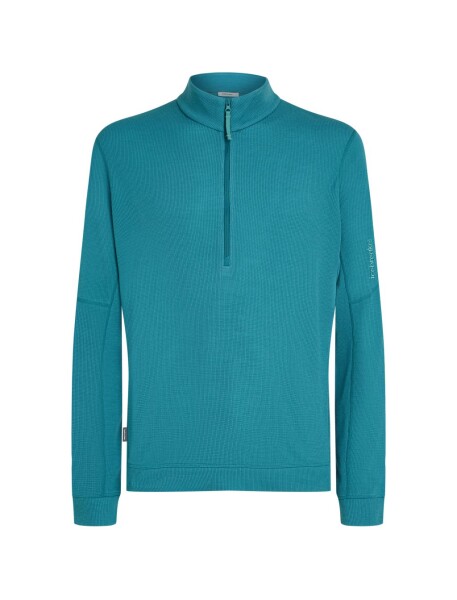 ICEBREAKER Mens 260 Waffle Knit Wander LS Half Zip, Topaz (vzorek) velikost: M