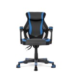 Herní křeslo, modrá, černá ekokůže a černá látka a síťovina MESH, PCA mech