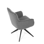 Židle jídelní, taštičkové pružiny v sedáku, 180° otočný mechanismus, šedá voděodolná látka, černý kov