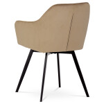 Jídelní židle, potah cappuccino sametová látka, kovové nohy, černý matný lak