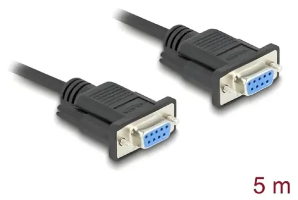 DeLock D-Sub9 (F) - D-Sub9 (F) 5m černá / Sériový kabel / RS-232 / AWG 28 (86826)