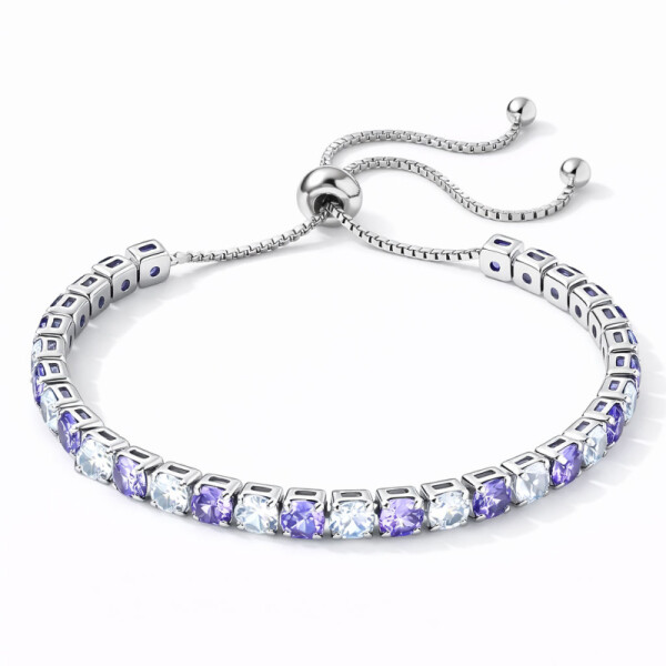 Tennis náramek s fialovými a čirými zirkony Cianoti, Fialová 26 cm