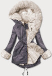 Bunda parka v grafitové barvě s kožešinovou odepínací podšívkou (5M763-105) odstíny šedé XL (42)