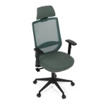 Židle kancelářská, zelená MESH síťovina, zelená látka, plastový kříž, synchronní mechanismus, kolečka pro tvrdé povrchy