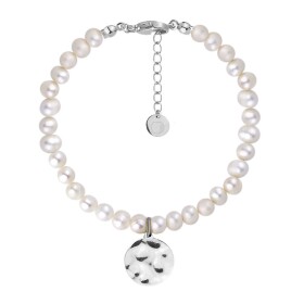 Perlový náramek Bibiana - řiční perla, chirurgická ocel, Stříbrná 16 cm + 3 cm (prodloužení)