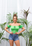 Sexy top Koucla Off-Shoulder crop top green Einheitsgroesse