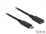 DeLock Prodlužovací kabel 10 Gbps USB C (M) - USB C (F) 0.5m černá (85532)