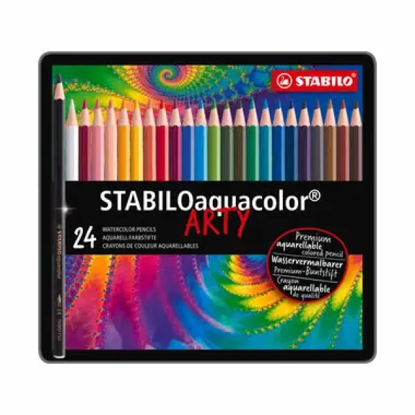 STABILO® aquacolor - 24 ks sada v plechu - 24 různých barev (1624-5)