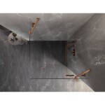 MEXEN/S - Lunar sprchový kout dveře křídlové pravá 90 x 90, transparent, měď kartáčovaná 834-090-090-65-00-P