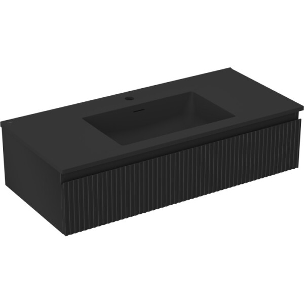 MEXEN/S - Rivel koupelnová skříňka 100 cm s umyvadlem Otis, 1 šuplík, reliéf , černá mat 91A20-10023-1-BF71-W18M71