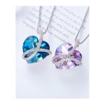 Exkluzivní náhrdelník Swarovski Elements Romantic Love Violet - srdíčko, Fialová 45 cm + 5 cm (prodloužení)