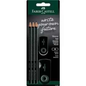 FABER-CASTELL Grafitové tužky s ořezávátkem a gumou / tvrdost B / černá (217059)