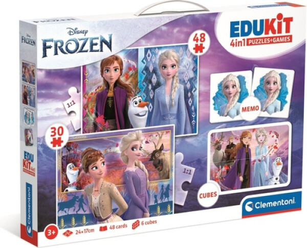 Edukit Frozen 4v1 (pexeso, 48 + 30 puzzle, 6 kostek)