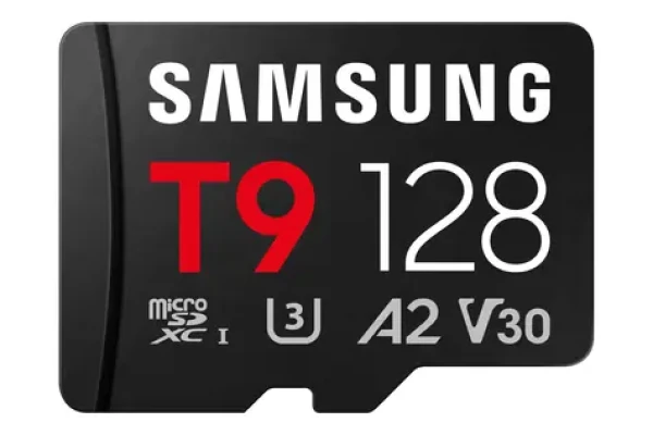 Samsung T9 černá / Paměťová karta microSDXC / 128 GB + SD adaptér / UHS-I U3 / Class 10, V30, A2 / čtení: 200 MB/s (MB-MH128T/WW)