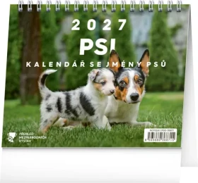 NOTIQUE Psi – se jmény psů 2027 / Stolní kalendář / 16,5 × 13 cm
