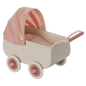 Maileg Kočárek pro myšky Maileg Micro Coral, růžová barva, kov, textil