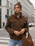 Dámská semišová bunda / bomber TY5578 Tmavě hnědá - Fashion Street M tmavě hnědá