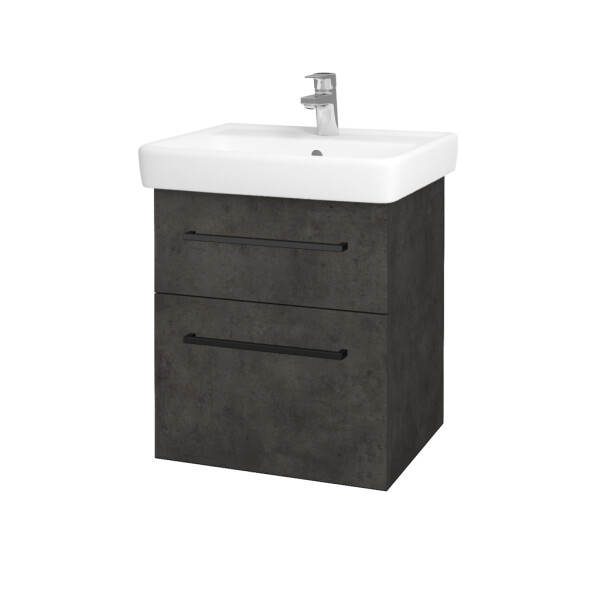 Dřevojas - Umyvadlová skříňka Q MAX SZZ2 55 - D16 Beton tmavý / Úchytka T06 / D16 Beton tmavý 197988H