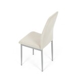 Židle jídelní, krémová látka, šedé kovové nohy