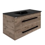 Koupelnová skříňka s černou úchytkou a umyvadlem SAT Cube Way 100x53x46 cm dub Wellington mat CUBE46C1002DWMODC CUBE46C1002DWMODC