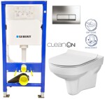 GEBERIT DuofixBasic s chromovým tlačítkem DELTA51 + WC CERSANIT CITY NEW CLEANON + WC SEDÁTKO SLIM 458.103.00.1 51CR CI2