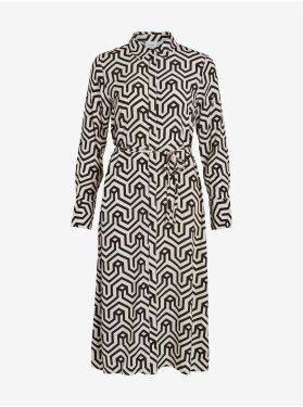 Krémovo-černé dámské vzorované košilové šaty VILA Daca dámské