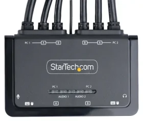 StarTech 2-portový Dual-Monitor KVM switch / KVM přepínač / HDMI 4K 60Hz / integrované kabely USB-A+HDMI+Audio 1,5 m (C2-DH46-UA2-CBL-KVM)