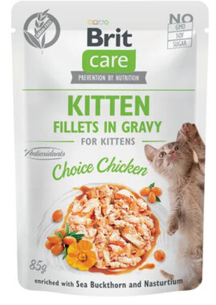 Brit Care Kitten Fillets in Gravy Choice Chicken Enriched with Sea Buckthorn and Nasturtium 85 g