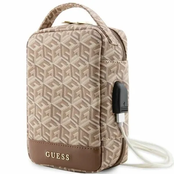 GUESS G Cube Stripe hnědá / Organizér (GUHBHGCFSEW)