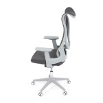 Židle kancelářská, šedý MESH, bílý plast, plastový kříž