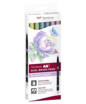 Tombow ABT Dual Pen Brush Sada oboustranných štětcových fixů - Pastels 6 ks