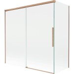 MEXEN/S - Rox vanová zástěna 2-křídlová posuvná 160 + 80 x 150, transparent, měď kartáčovaná 8C9-160-080-65-00