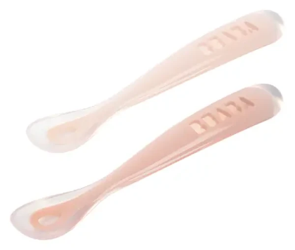 Beaba První lžičky silikonové Cotton Candy / Lžičky / 2 ks / s pouzdrem / BPA free / od 4 měsíců (913621BB)