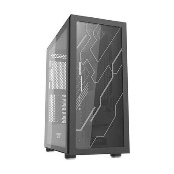 DarkFlash DK210 černá / ATX / bez ventilátorů / 3x USB-A / průhledná bočnice / bez zdroje (DK210)