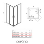 CERANO - Sprchový kout Fabrizio L/P - 5 mm - černá matná, transparentní sklo - 90x90x195 - posuvný CER-477970
